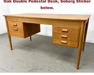 Lot 737 Borge Mogensen for Soborg Mobler, Oak Double Pedestal Desk, Soborg Sticker below.
