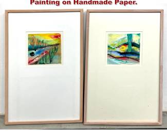 Lot 705 2pcs signed and dated Watercolor Painting on Handmade Paper. 