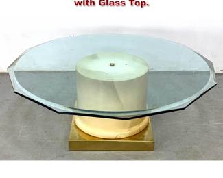 Lot 628 Post Modern Pedestal Coffee Table with Glass Top. 