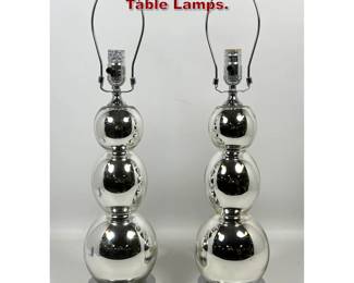 Lot 942 Pair Silvered Glass Triple Ball Table Lamps. 