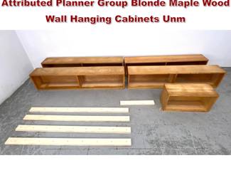 Lot 1059 Vintage Mid Century Paul McCobb Attributed Planner Group Blonde Maple Wood Wall Hanging Cabinets Unm