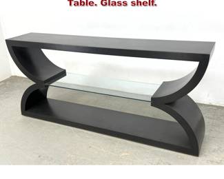Lot 860 Post Modern Large Console Sofa Table. Glass shelf. 