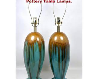 Lot 637 Pair Mid Century Modern Glazed Pottery Table Lamps. 