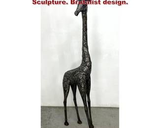 Lot 943 Floor Standing Metal Giraffe Sculpture. Brutalist design.