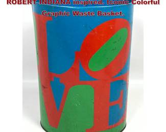 Lot 885 LOVE Graphic Metal Trash Can. ROBERT INDIANA inspired. Iconic Colorful Graphic Waste Basket.