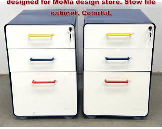 Lot 718 Pair Poppin 3 Drawer Cabinets designed for MoMa design store. Stow file cabinet. Colorful. 