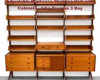 Lot 770 Mid Century Modern Free Standing Adjustable Bookcase Shelving Unit with Cabinets. John Texmon 3 Bay 