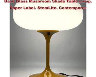 Lot 688 DESIGNLINE Mustard Enameled Base Glass Mushroom Shade Table Lamp. Paper Label. StemLite. Contemporar