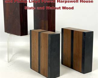 Lot 898 2 Pairs Bookends. Rosewood Block and Phillip Lloyd Powell Harpswell House Slate and Walnut Wood
