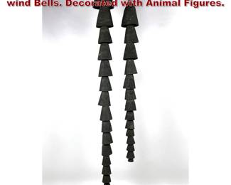 Lot 792 2pcs Vintage Cast bronze Graduated wind Bells. Decorated with Animal Figures.
