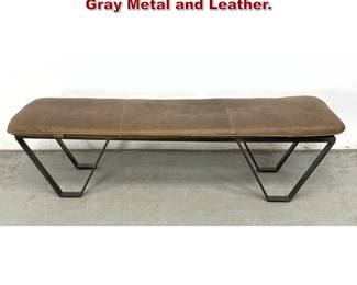 Lot 1004 Four Hands Darrow Bench. Umber Gray Metal and Leather. 