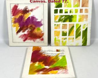 Lot 752 3pcs Logar Modernist Painting on Canvas. Dated 77. 