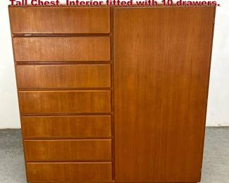 Lot 703 Danish Modern Teak Gentleman s Tall Chest. Interior fitted with 10 drawers. 