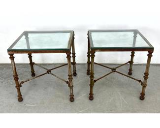 Lot 997 Pair Iron and Glass Side Tables. 