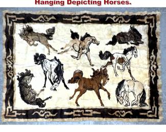 Lot 707 South western Stitched Fur Rug Wall Hanging Depicting Horses. 