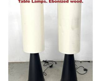 Lot 708 Pair Contemporary Modern Large Table Lamps. Ebonized wood. 
