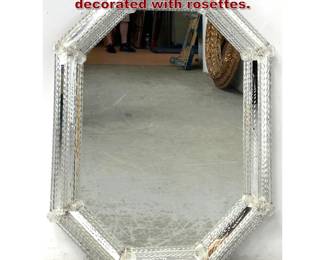 Lot 967 Venetian Murano Glass Wall Mirror. decorated with rosettes. 
