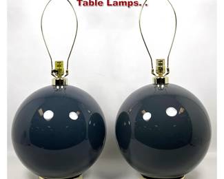 Lot 941 Pair Modernist Green Glass Ball Table Lamps. .