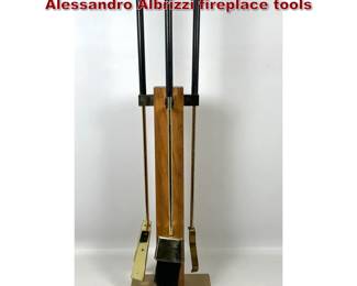 Lot 709 Mid Century modern oak brass Alessandro Albrizzi fireplace tools