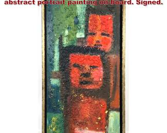 Lot 658 Artist Signed and dated 67 Impasto abstract portrait painting on board. Signed. 