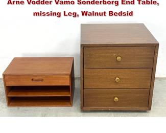 Lot 648 2pcs Mid Century Modern Furniture. Arne Vodder Vamo Sonderborg End Table, missing Leg, Walnut Bedsid