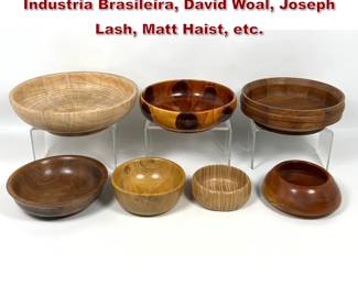 Lot 1070 7pcs Turned Wood Artisan Bowls. Industria Brasileira, David Woal, Joseph Lash, Matt Haist, etc. 
