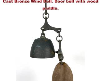 Lot 786 Vintage Mid Century Richard Fisher Cast Bronze Wind Bell. Door bell with wood paddle. 