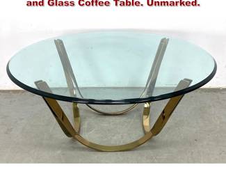 Lot 620 Roger Sprunger for Dunbar Brass and Glass Coffee Table. Unmarked. 