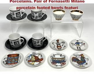 Lot 907 Fornasetti and Fornasetti Style Porcelains. Pair of Fornasetti Milano porcelain footed bowls featuri