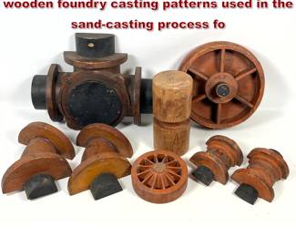 Lot 993 Assortment of antique industrial wooden foundry casting patterns used in the sandcasting process fo