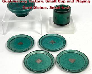 Lot 801 6pcs Argenta line produced by the Gustavsberg factory. Small Cup and Playing Card Dishes. Small foot