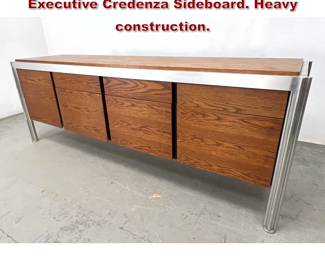 Lot 863 Jens Risom Aluminum and Oak Executive Credenza Sideboard. Heavy construction. 