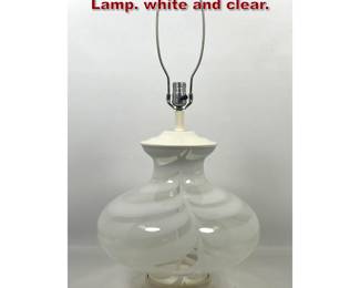 Lot 894 Italian Murano Art Glass Table Lamp. white and clear. 