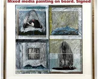 Lot 652 Betsy Stewart Messenger 9 1996. Mixed media painting on board. Signed