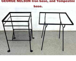 Lot 952 2pcs Iron Tables with No Glass. GEORGE NELSON Iron base, and Tempestini base. 