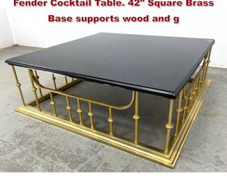 Lot 928 Large Erwin Lambeth style Fireplace Fender Cocktail Table. 42 Square Brass Base supports wood and g
