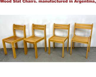 Lot 1058 Set 4 Mid Century Modern style Wood Slat Chairs. manufactured in Argentina,