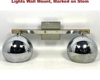 Lot 874 Koch and Lowy Omi Chrome Ball Lights Wall Mount, Marked on Stem