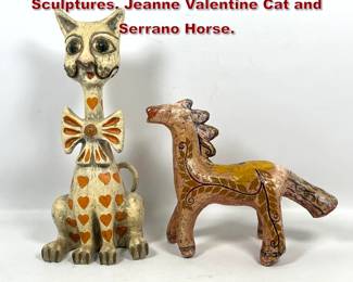 Lot 905 2pcs Mexican Paper Mache Sculptures. Jeanne Valentine Cat and Serrano Horse. 