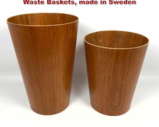 Lot 1068 2 Vintage Danish Modern Teak Waste Baskets, made in Sweden