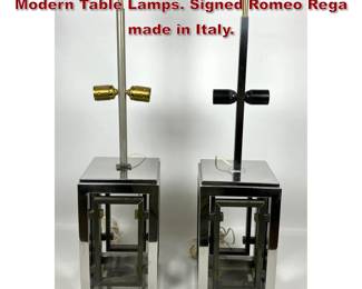 Lot 830 Pair Romeo Rega Mid Century Modern Table Lamps. Signed Romeo Rega made in Italy. 