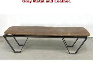 Lot 1006 Four Hands Darrow Bench. Umber Gray Metal and Leather. 