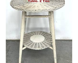 Lot 956 Vintage Woven wicker Plant Stand Table. 2 Tier. 