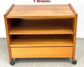 Lot 1003 Teak Rolling Stand Cart with 1 Drawer. 