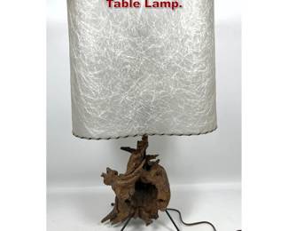 Lot 608 Aubock Style Wood and Iron Table Lamp. 
