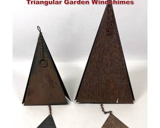 Lot 762 2 Vintage Joe Conniff Style Steel Triangular Garden Windchimes
