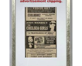Lot 900 1968 Warhol Chelsea girls advertisement clipping.