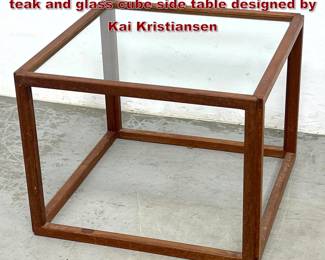 Lot 740 Vintage Danish midcentury modern teak and glass cube side table designed by Kai Kristiansen