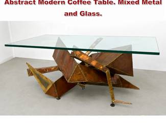 Lot 677 Designer Artisan Harold Monk 77 Abstract Modern Coffee Table. Mixed Metal and Glass. 