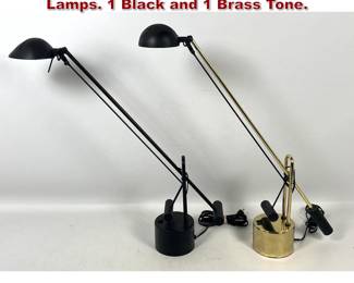 Lot 649 2pcs Counter Balance Desk Task Lamps. 1 Black and 1 Brass Tone. 